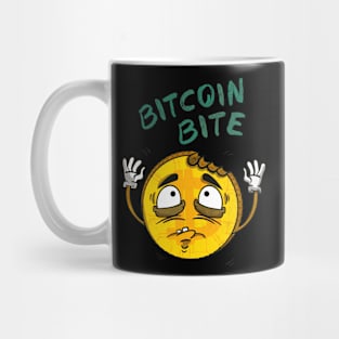 Bitcoin Bite Cryptocurrency Retro Cartoon Coin Mug